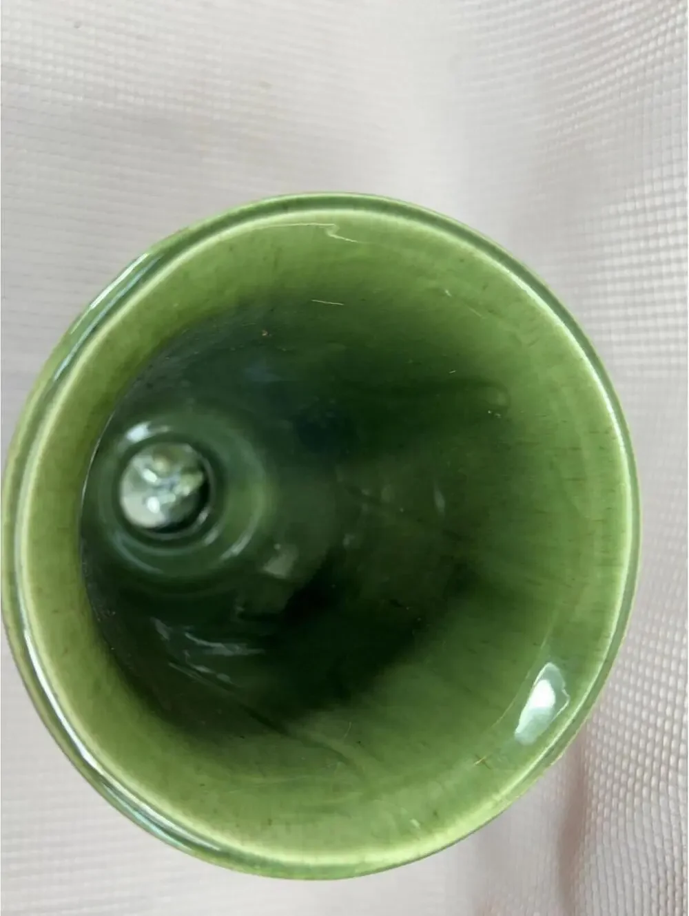 169 - Royal Haeger Art Pottery pedestal vase dark green, striated glossy glaze